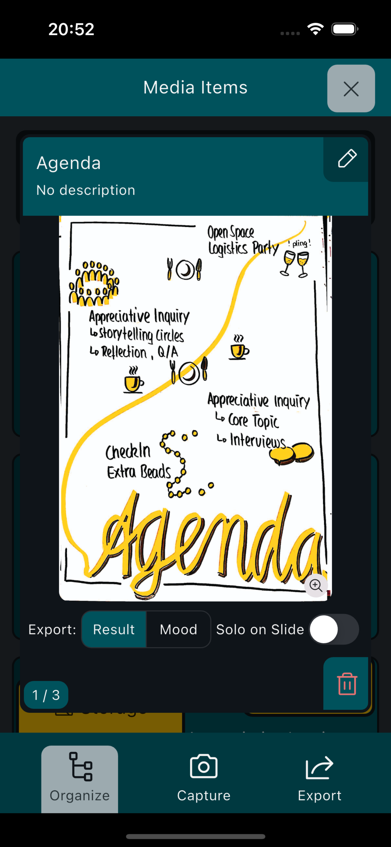SessionScan edit media item screen in dark mode