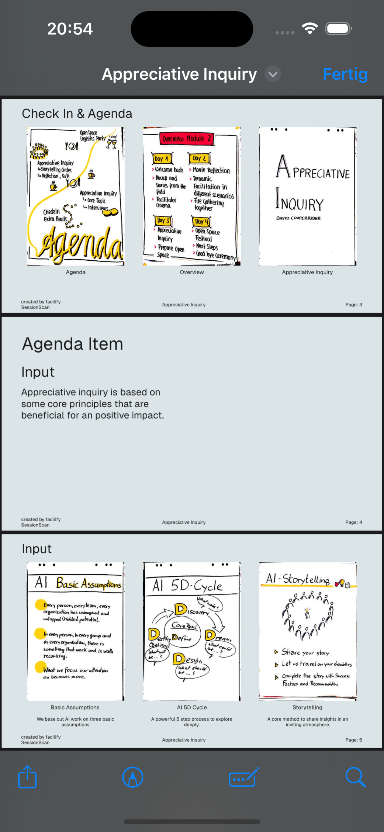 SessionScan export screen