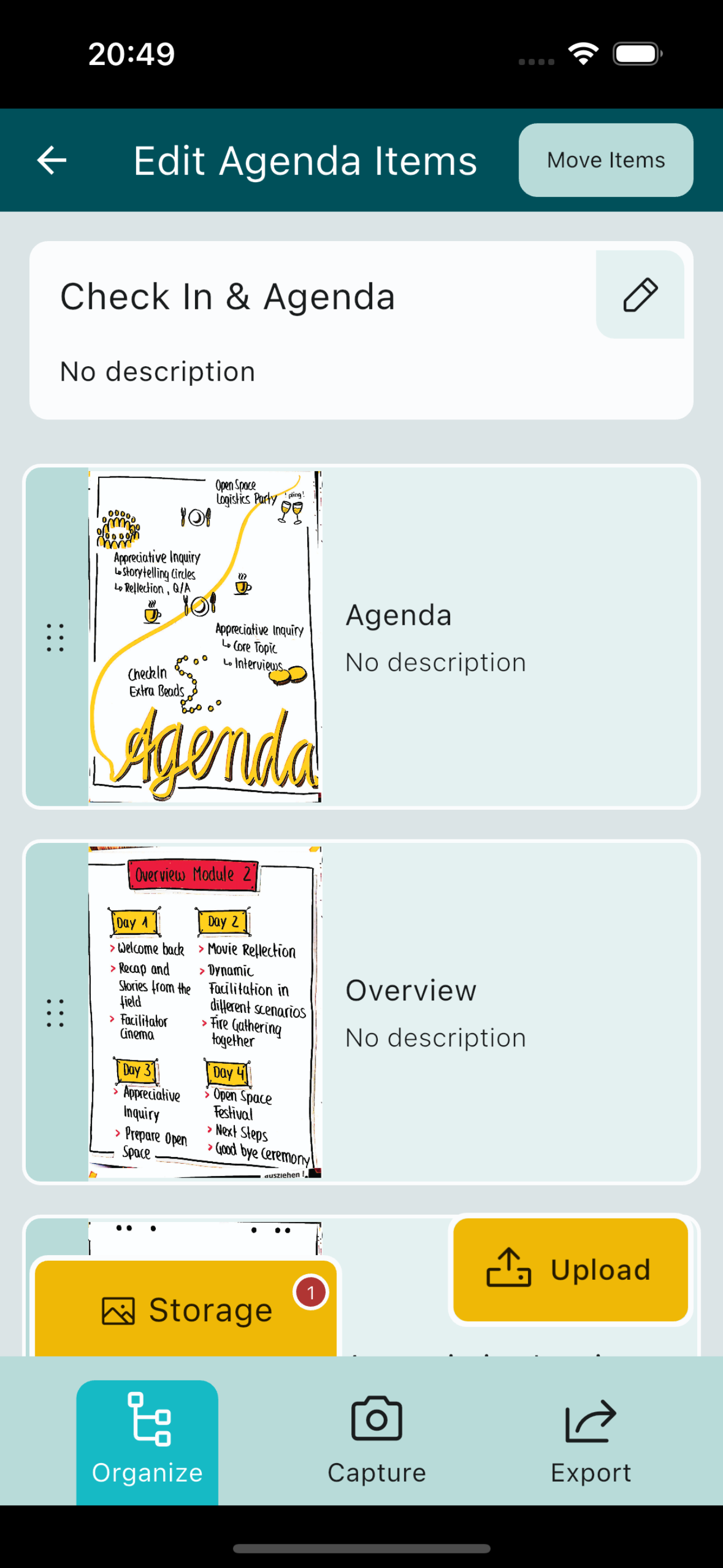SessionScan edit agenda item screen in light mode