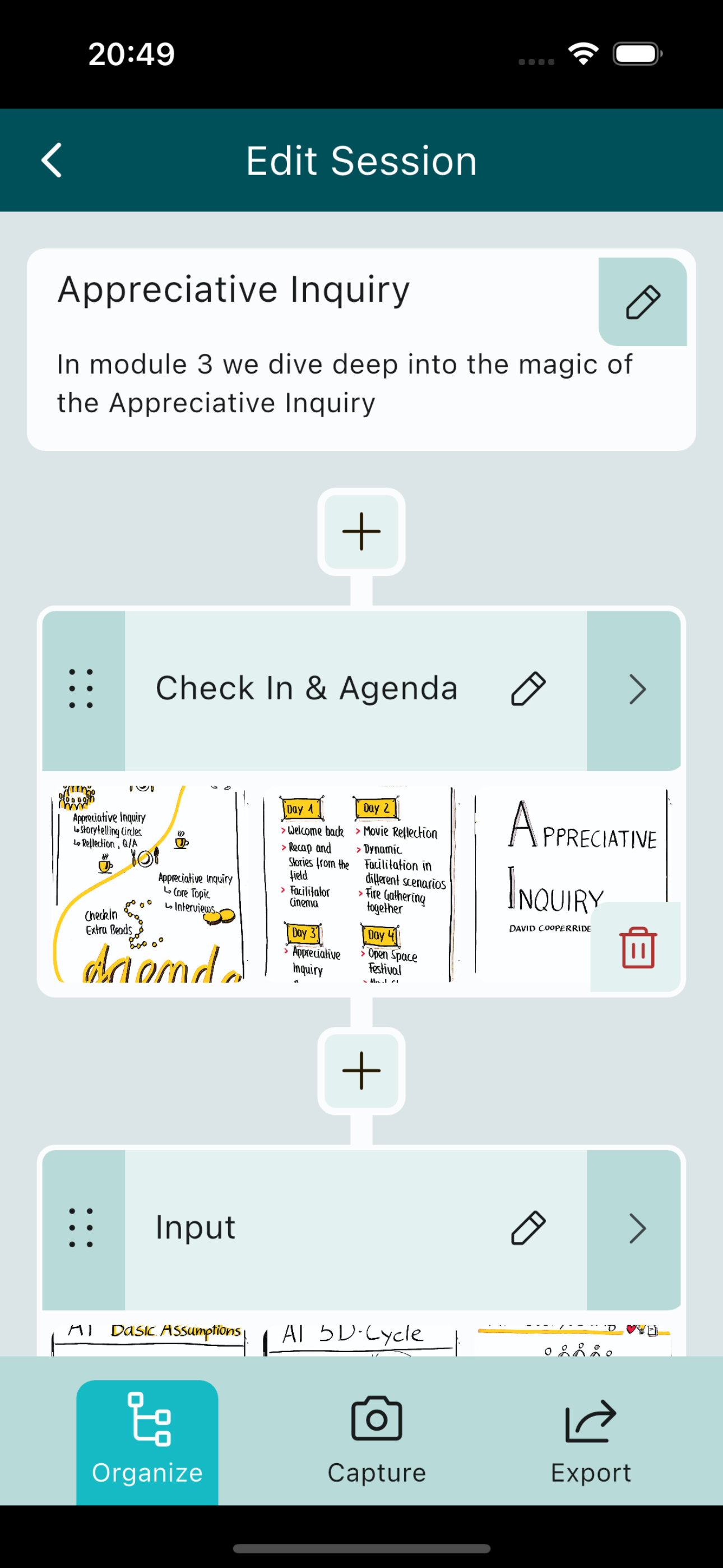 SessionScan edit session screen in light mode